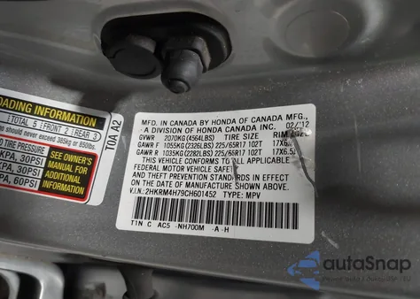 2012 Honda Cr-V Ex-L z USA, uszkodzony, nr VIN 2HKRM4H79CH601452